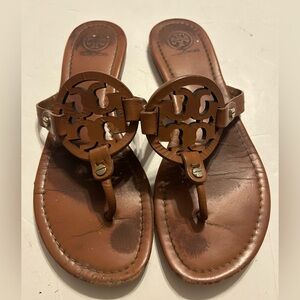 Tory Burch Brown Leather Cut-Out Sandals